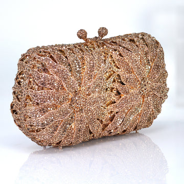 Gold Rhinestone Floral Wedding Bag, Statement Bag, Evening Clutch, Bridal Clutch, Bridal Bag, Red Cross Body Bag